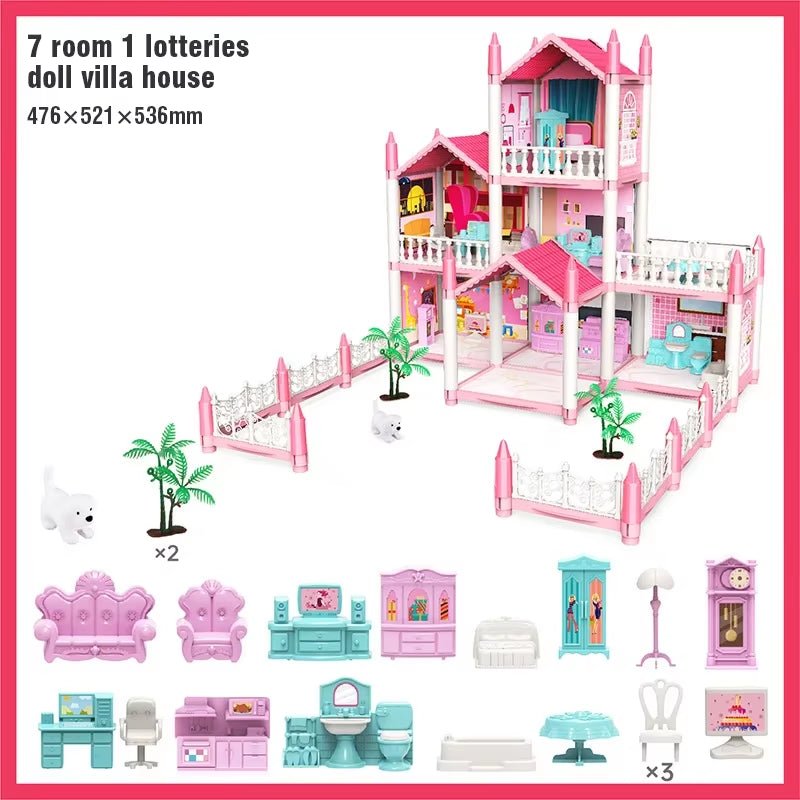 3D Princess Castle Doll House Set with Music - DIY Toy for Children - MacroPanora