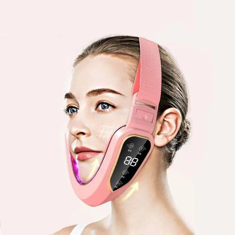 LED Photon Therapy Facial Slimming Vibration Massager Facial Lifting Device Facial Heated Double Chin V Face Vibration Massager - MacroPanora