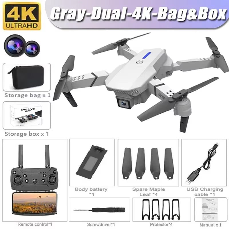 Professional Drone E88 4K Wide - Angle HD 1080P Camera Wifi FPV Height Hold Foldable RC Drone Quadrotor Helicopter Children'S Toys - MacroPanora
