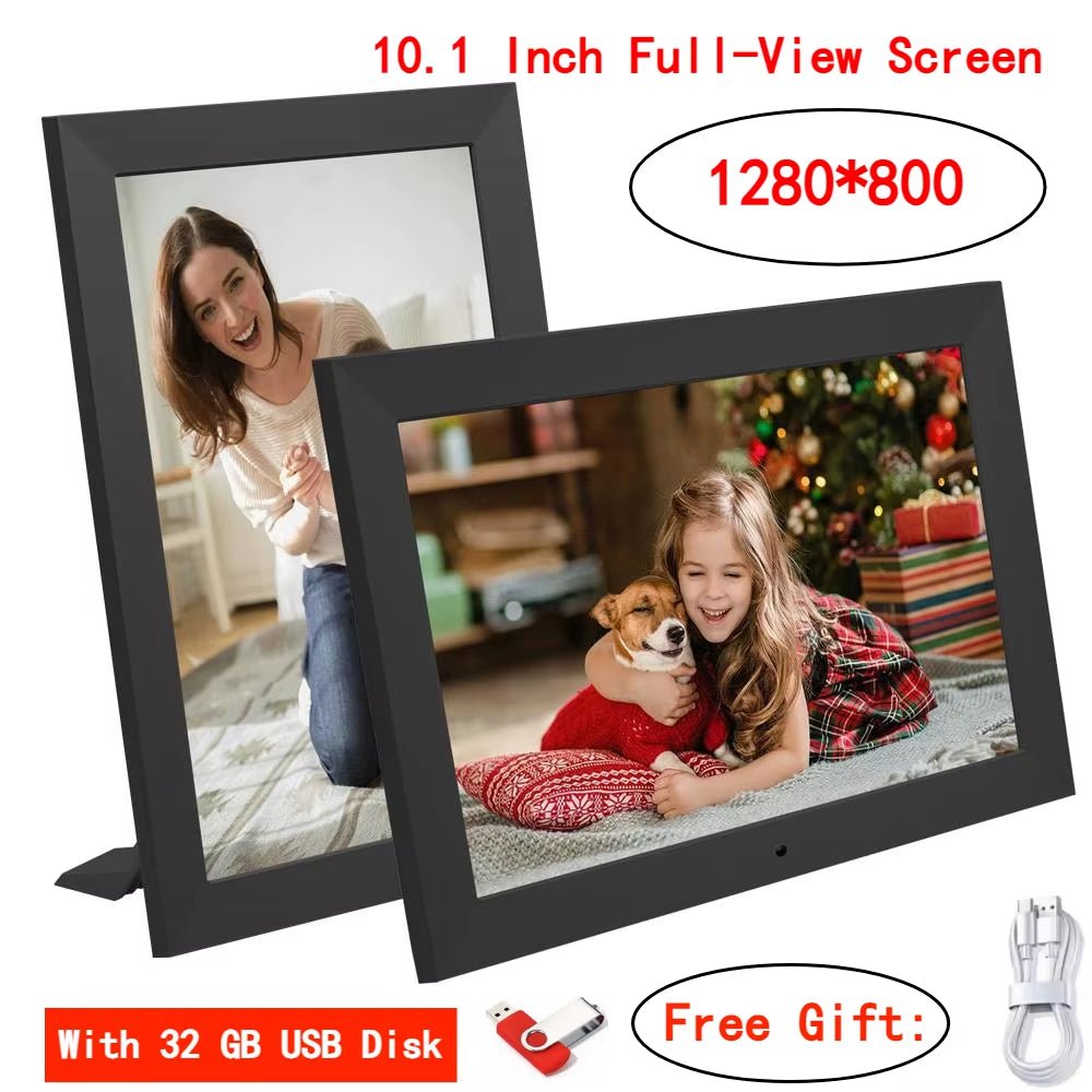10"Digital Photo Frame IPS Picture Frames 1280*800 Full - View Screen Photo Album Clock Calendar Video Player with Remote Control - MacroPanora