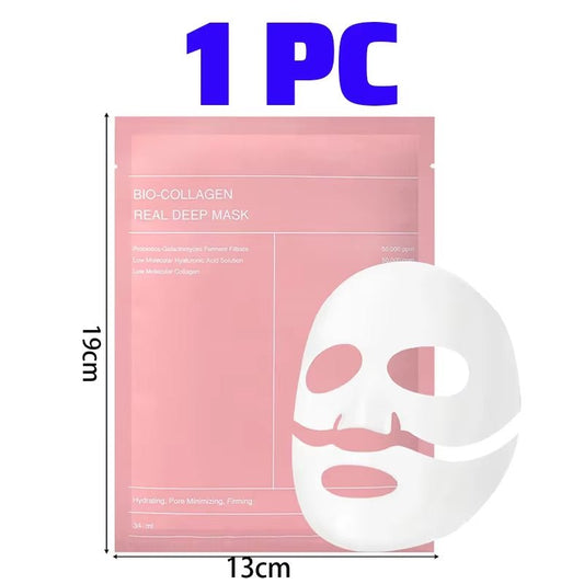 1/2/5/10Pcs Bio Collagen Face Mask Shrink Pores Deep Hydrating Moisturizing Split Mask Firming Nourish Brighten Facial Skin Care - MacroPanora