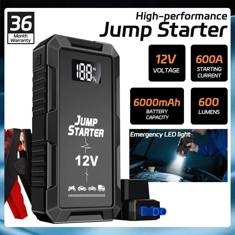 Portable Car Starter 12V 6000Mah Emergency Power Supply with Lighting - MacroPanora