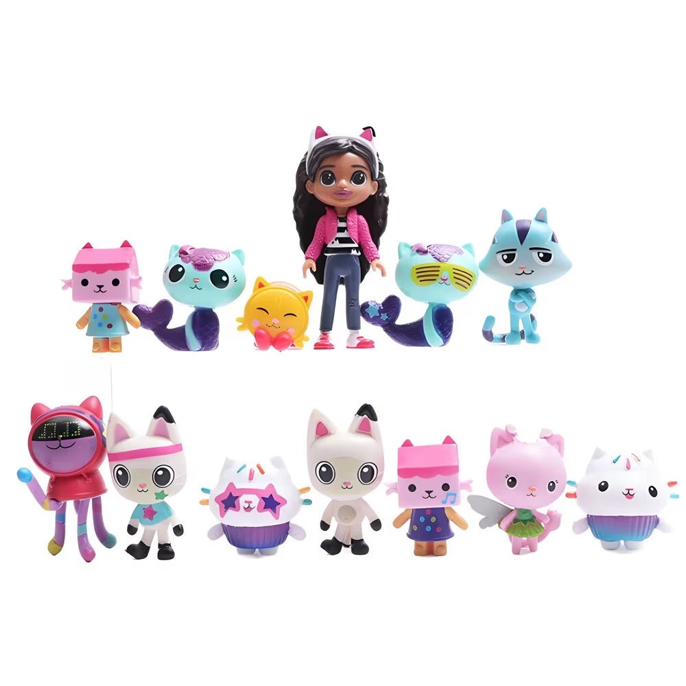 13Pcs Gabby Dollhouse Anime Figure Toy Smiling Car Cat Hug Gaby Girl Dolls Mercat Cartoon Action Figure Xmas Birthday Kids Gift - MacroPanora