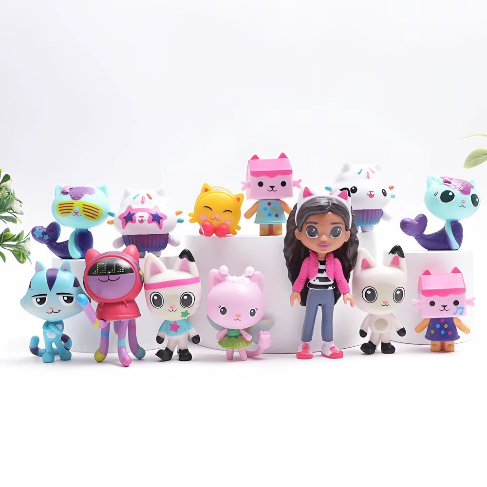 13Pcs Gabby Dollhouse Anime Figure Toy Smiling Car Cat Hug Gaby Girl Dolls Mercat Cartoon Action Figure Xmas Birthday Kids Gift - MacroPanora