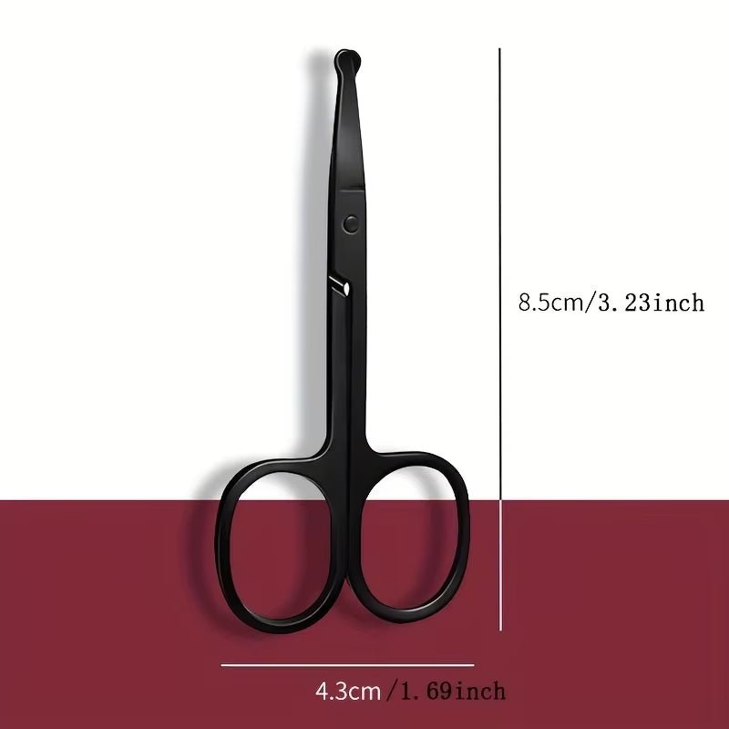 1PC Silver Mirror Light Black round Head Safety Nose Hair Scissors Neutral Stainless Steel Scissors - MacroPanora
