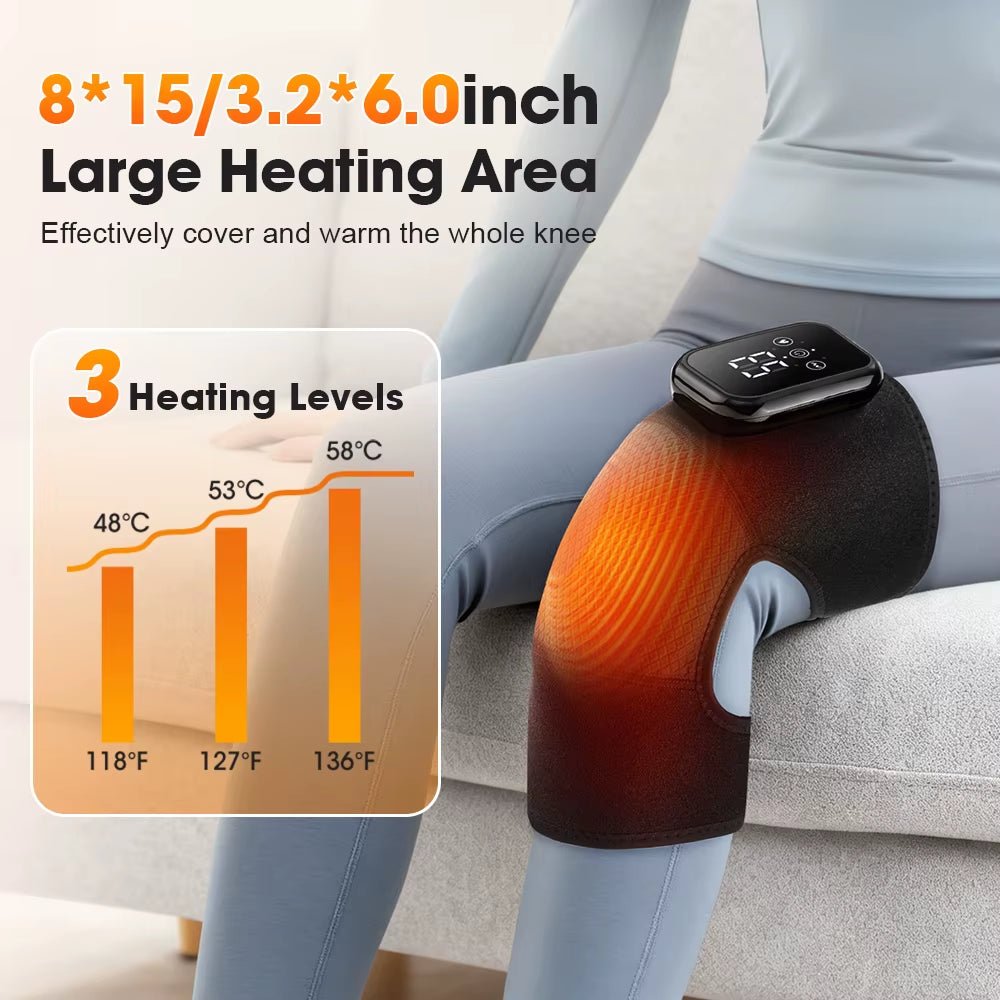 Heated Knee Massager with Vibration & Heating Pad, Adjustable Wrap - MacroPanora