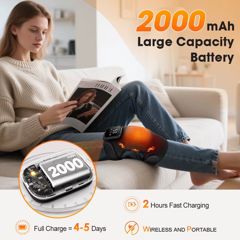 Heated Knee Massager with Vibration & Heating Pad, Adjustable Wrap - MacroPanora