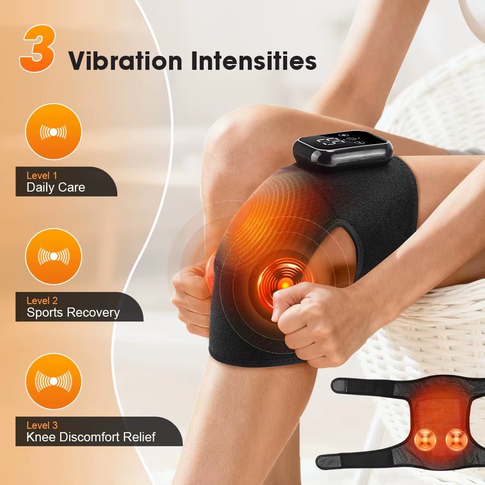 Heated Knee Massager with Vibration & Heating Pad, Adjustable Wrap - MacroPanora
