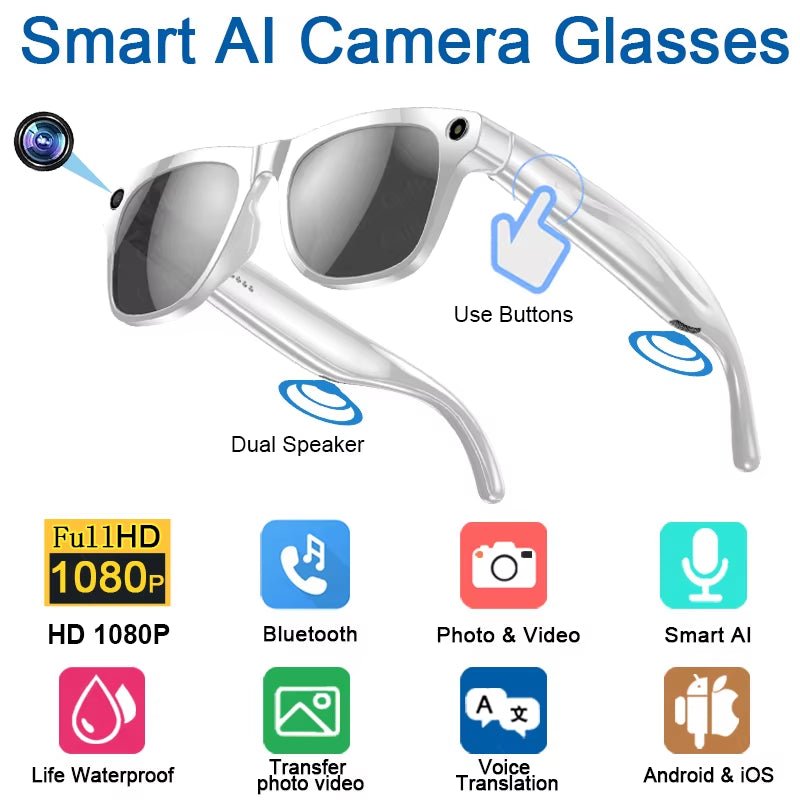 2026 4K HD Color Changing AI Smart Glasses Chat GPT 100MP Camera Bluetooth Call Voice Assistant Control Smart Glasses 2026 New - MacroPanora