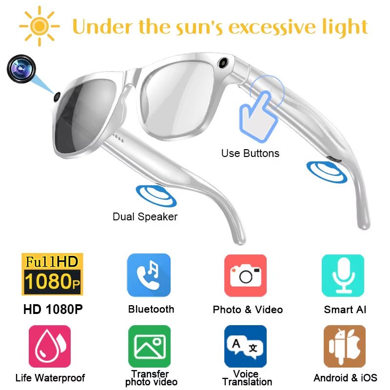 2026 4K HD Color Changing AI Smart Glasses Chat GPT 100MP Camera Bluetooth Call Voice Assistant Control Smart Glasses 2026 New - MacroPanora