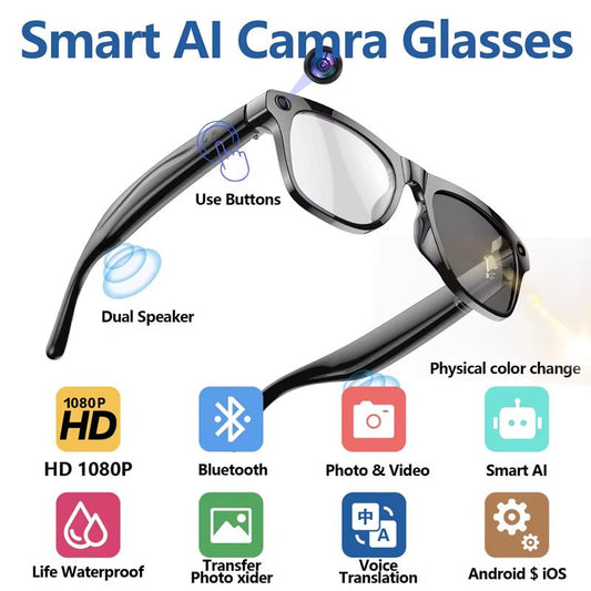 2026 4K HD Color Changing AI Smart Glasses Chat GPT 100MP Camera Bluetooth Call Voice Assistant Control Smart Glasses 2026 New - MacroPanora