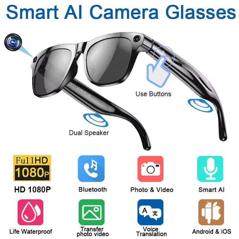 2026 4K HD Color Changing AI Smart Glasses Chat GPT 100MP Camera Bluetooth Call Voice Assistant Control Smart Glasses 2026 New - MacroPanora