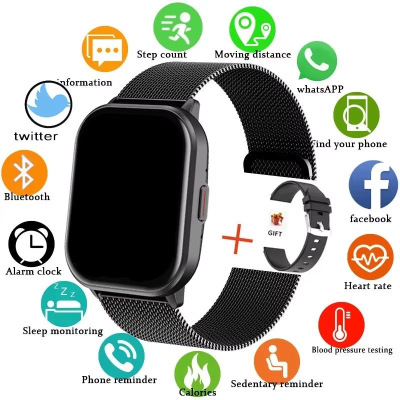 2026 New Lady Fashion Smart Watch Men Women Heart Rate Blood Pressure Fitness Tracker Bluetooth Call Smartwatch Man for Android - MacroPanora