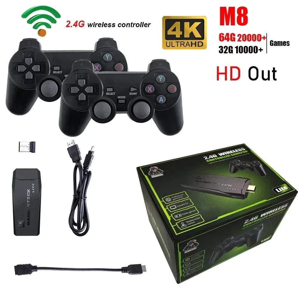 2.4G Video Game Console Dual Wireless Controller Game Stick 4K 10000 Games 32/64GB Retro Games for PS1/GBA Boys Christmas Gift - MacroPanora