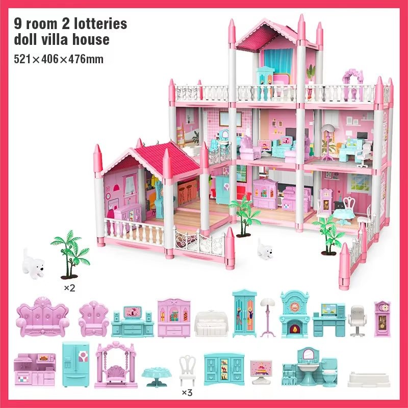 3D DIY Dream Princess Castle Doll House Set with Music for Kids - MacroPanora