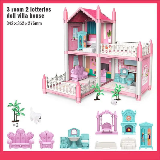 3D DIY Dream Princess Castle Doll House Set with Music for Kids - MacroPanora