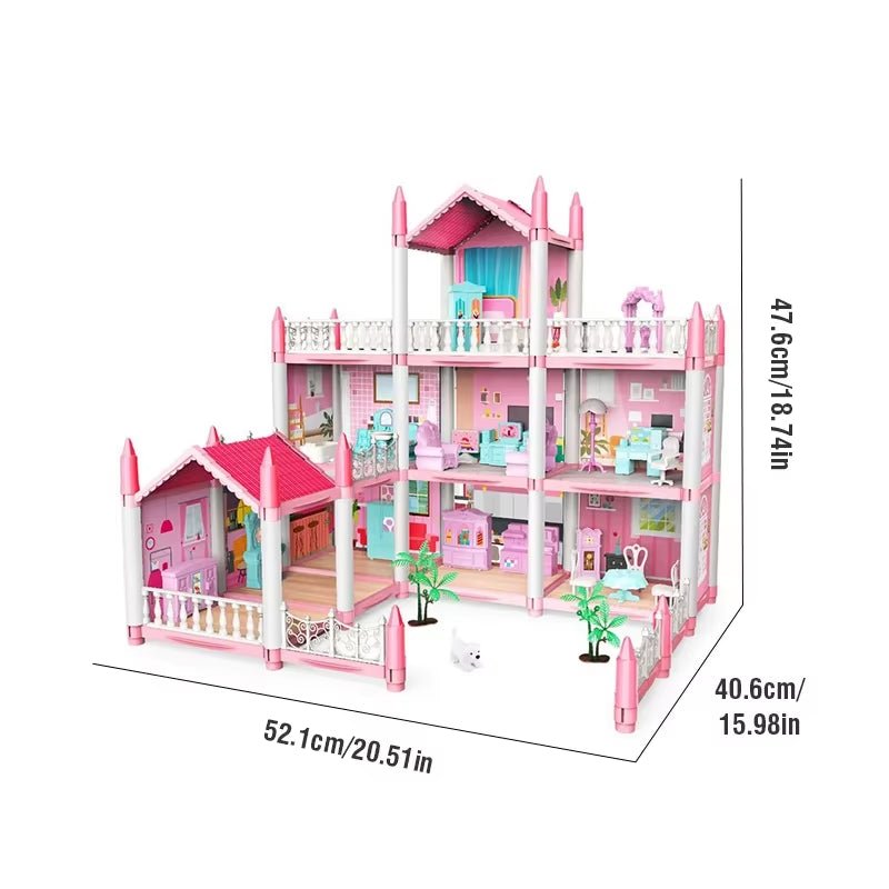 3D Princess Castle Doll House Set with Music - DIY Toy for Children - MacroPanora