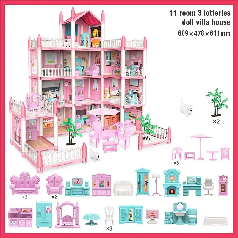 3D Princess Castle Doll House Set with Music - DIY Toy for Children - MacroPanora