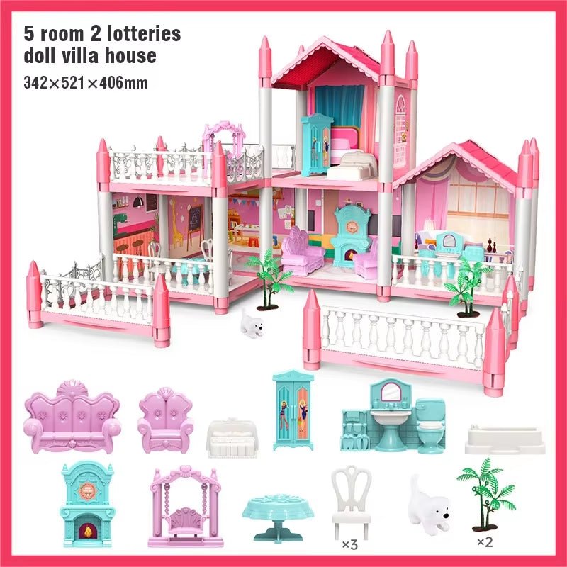 3D DIY Dream Princess Castle Doll House Set with Music for Kids - MacroPanora