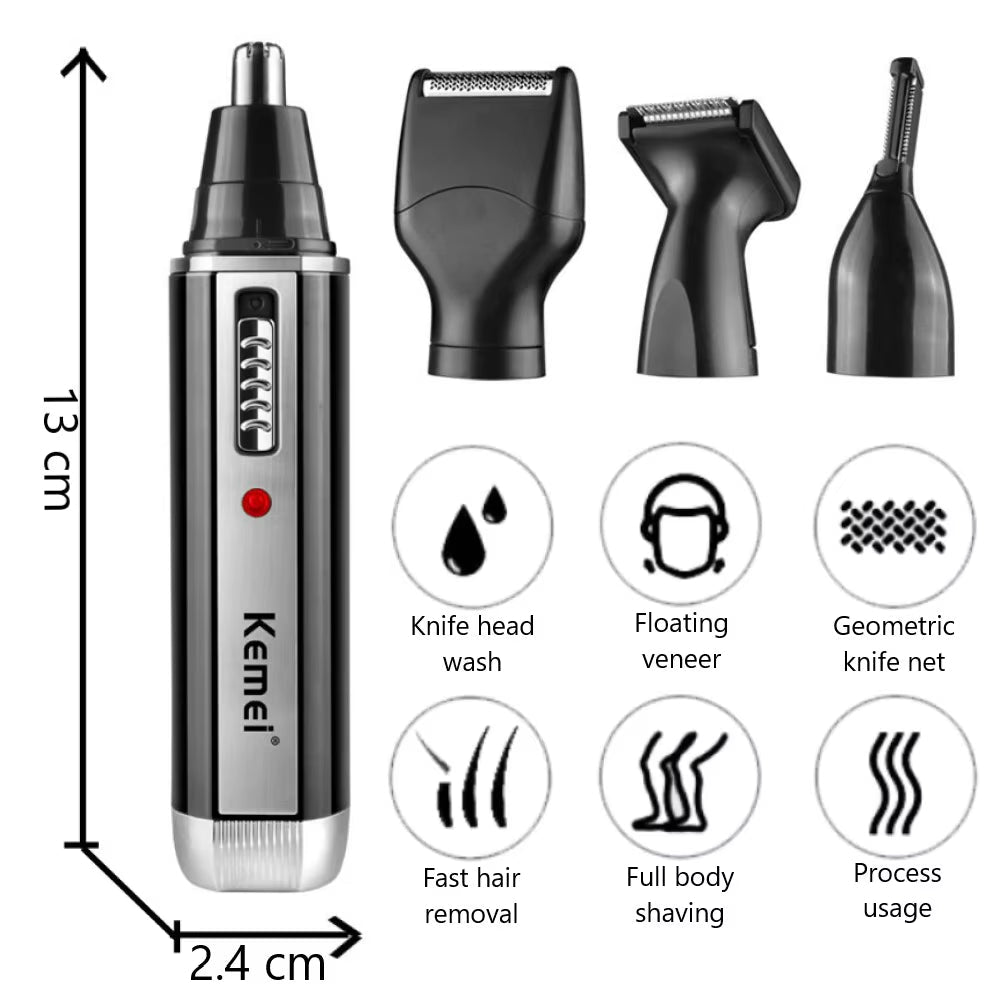 4-in-1 Rechargeable Men's Grooming Kit - Nose, Beard, Ear & Eyebrow Trimmer - MacroPanora