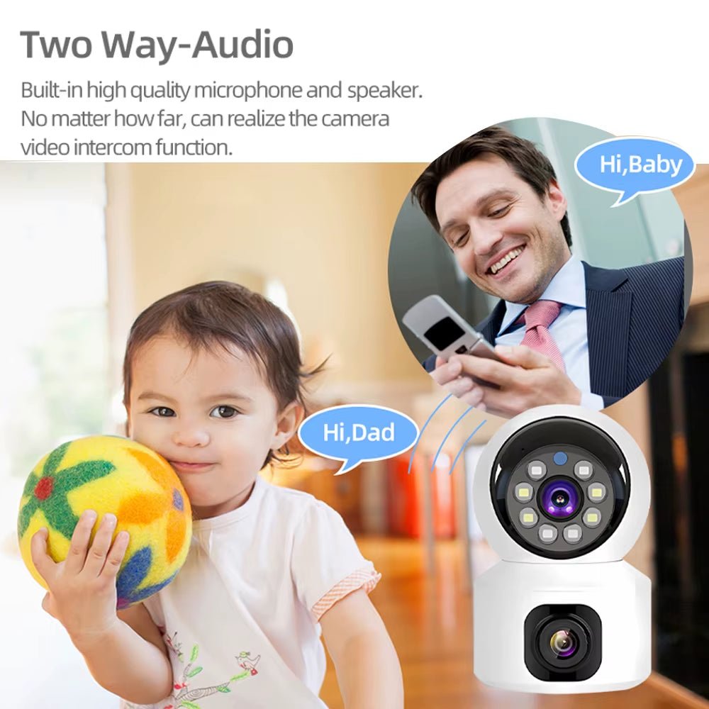 4G SIM IP Camera Wireless Dual Lens Night Vision Indoor Baby Monitor Human Detect Two Way Video Camara CCTV Security Protection - MacroPanora