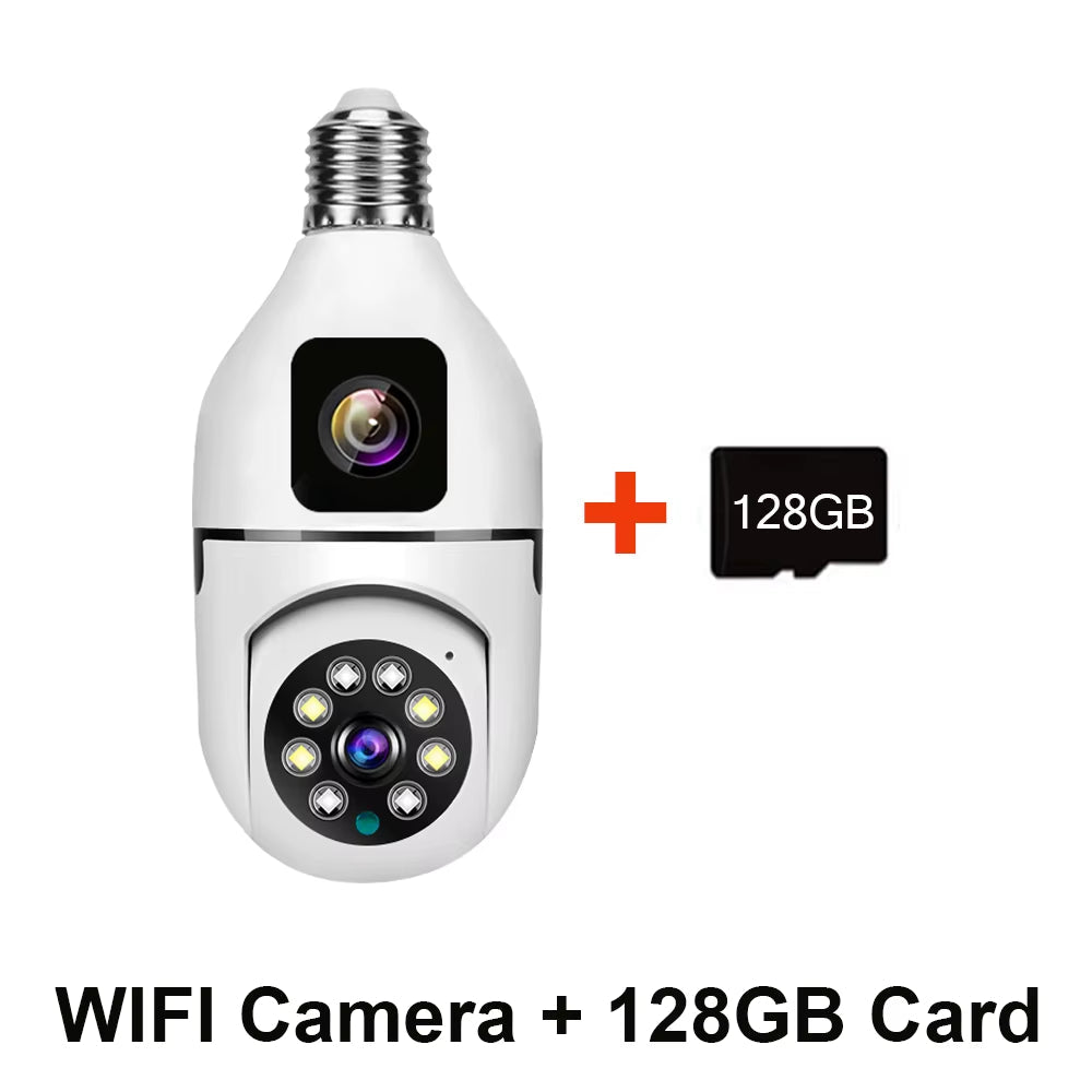 4MP Bulb Wifi Camera Indoor Dual Lens Wireless Light IP Camera 2 Way Audio Auto Tracking AI Humanoid Detection PTZ Security Cam - MacroPanora