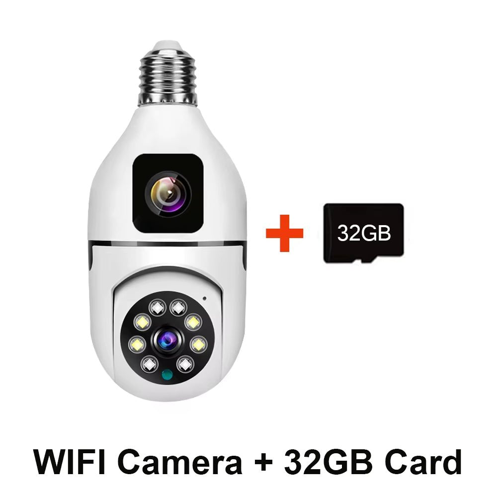 4MP Bulb Wifi Camera Indoor Dual Lens Wireless Light IP Camera 2 Way Audio Auto Tracking AI Humanoid Detection PTZ Security Cam - MacroPanora
