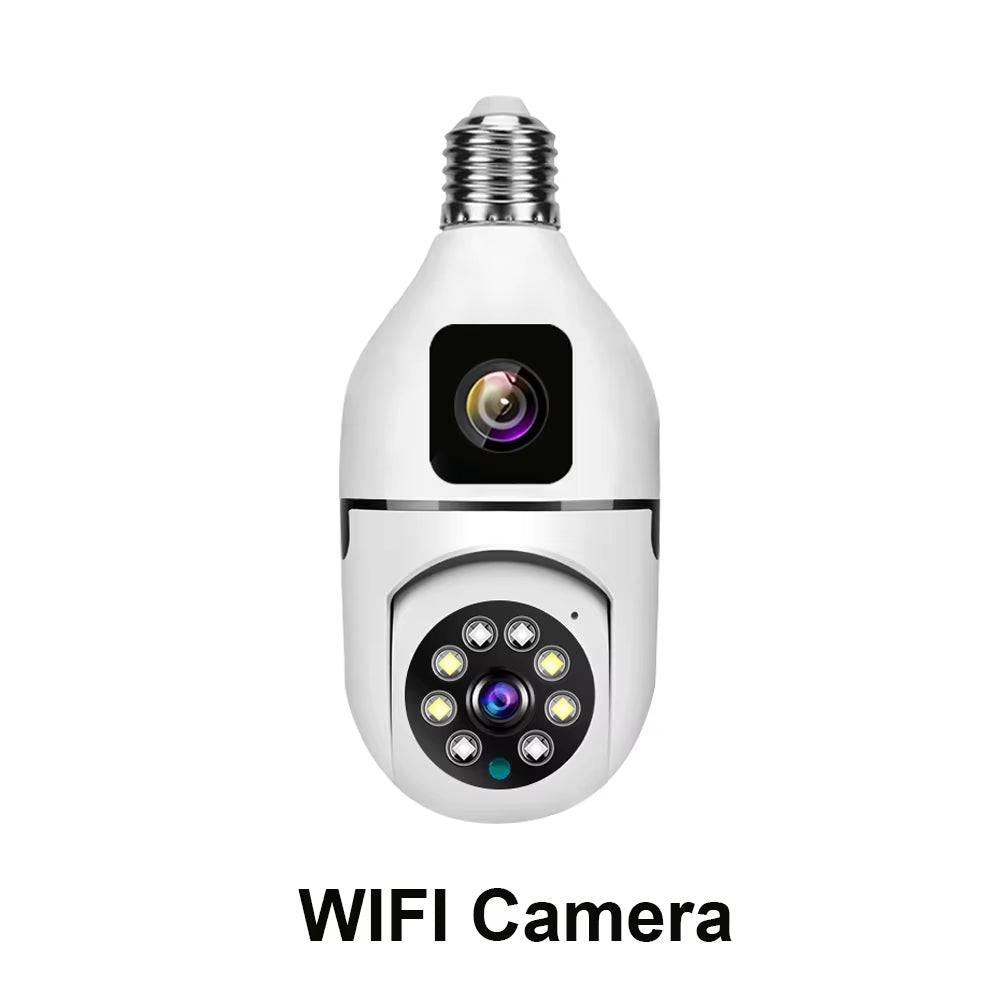 4MP Bulb Wifi Camera Indoor Dual Lens Wireless Light IP Camera 2 Way Audio Auto Tracking AI Humanoid Detection PTZ Security Cam - MacroPanora