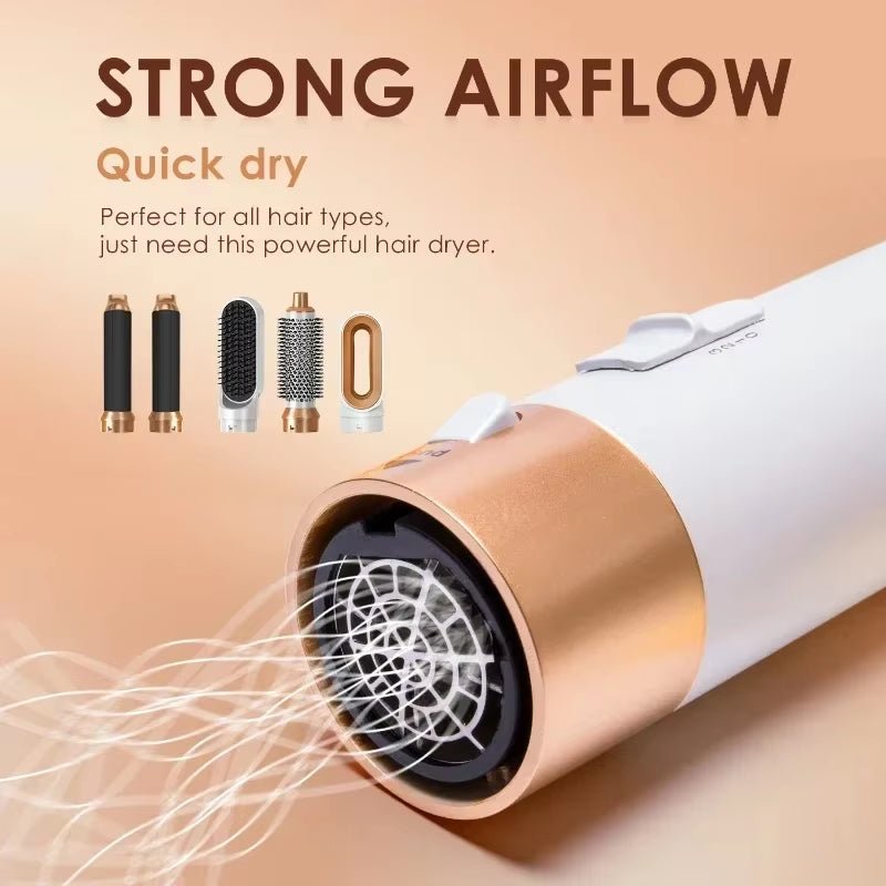 5 in 1 Hair Dryer Brush Hot Comb Set Professional Curling Iron Hair Straightener Styling Tool for Professional Hair Dryer - MacroPanora
