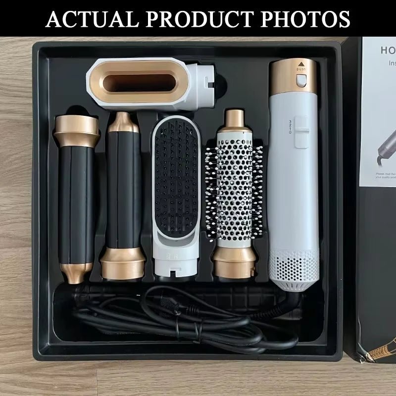 5 in 1 Hair Dryer Brush Hot Comb Set Professional Curling Iron Hair Straightener Styling Tool for Professional Hair Dryer - MacroPanora