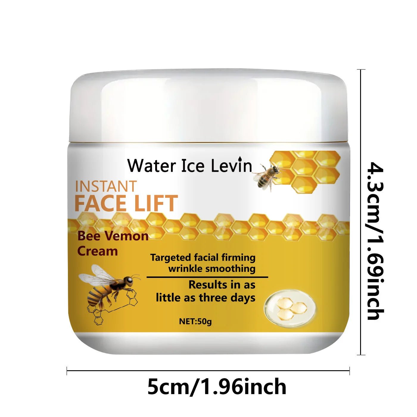 50g Bee Venom Instant Lifting Cream for Skin Tightening and Firming, Reducing Fine Lines and Wrinkles | Infused with Hyaluronic Acid - MacroPanora