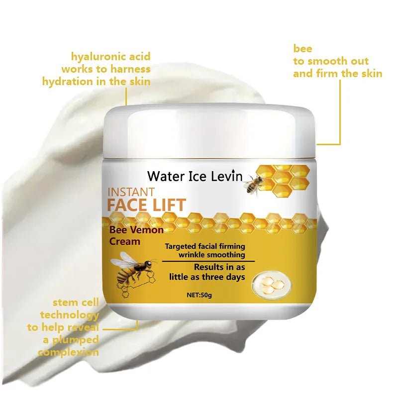 50g Bee Venom Instant Lifting Cream for Skin Tightening and Firming, Reducing Fine Lines and Wrinkles | Infused with Hyaluronic Acid - MacroPanora