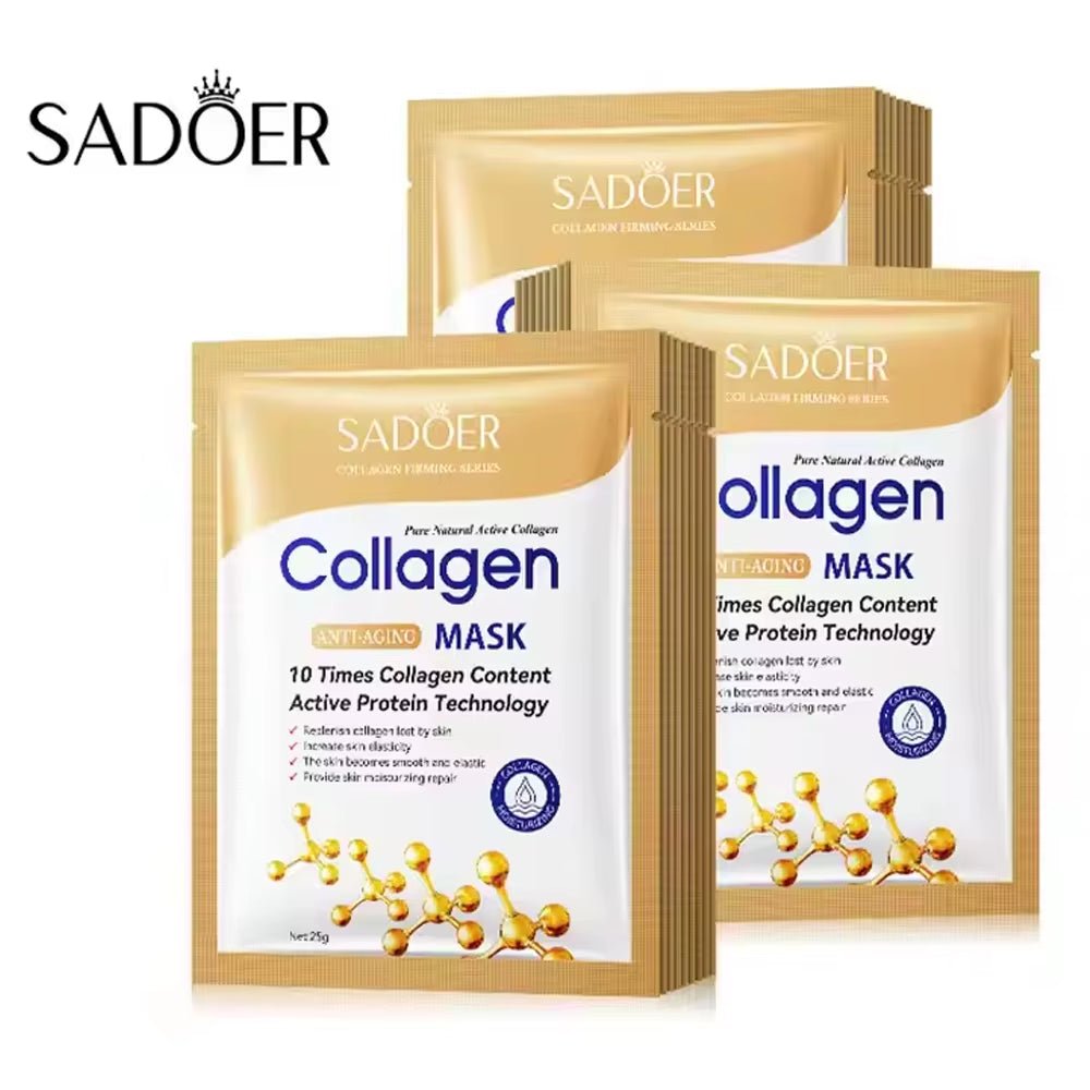 5/10/20/30Pcs SADOER Collagen Face Mask Firming Moisturizing Repair Brightening Skincare Face Sheet Mask Facial Masks Skin Care - MacroPanora