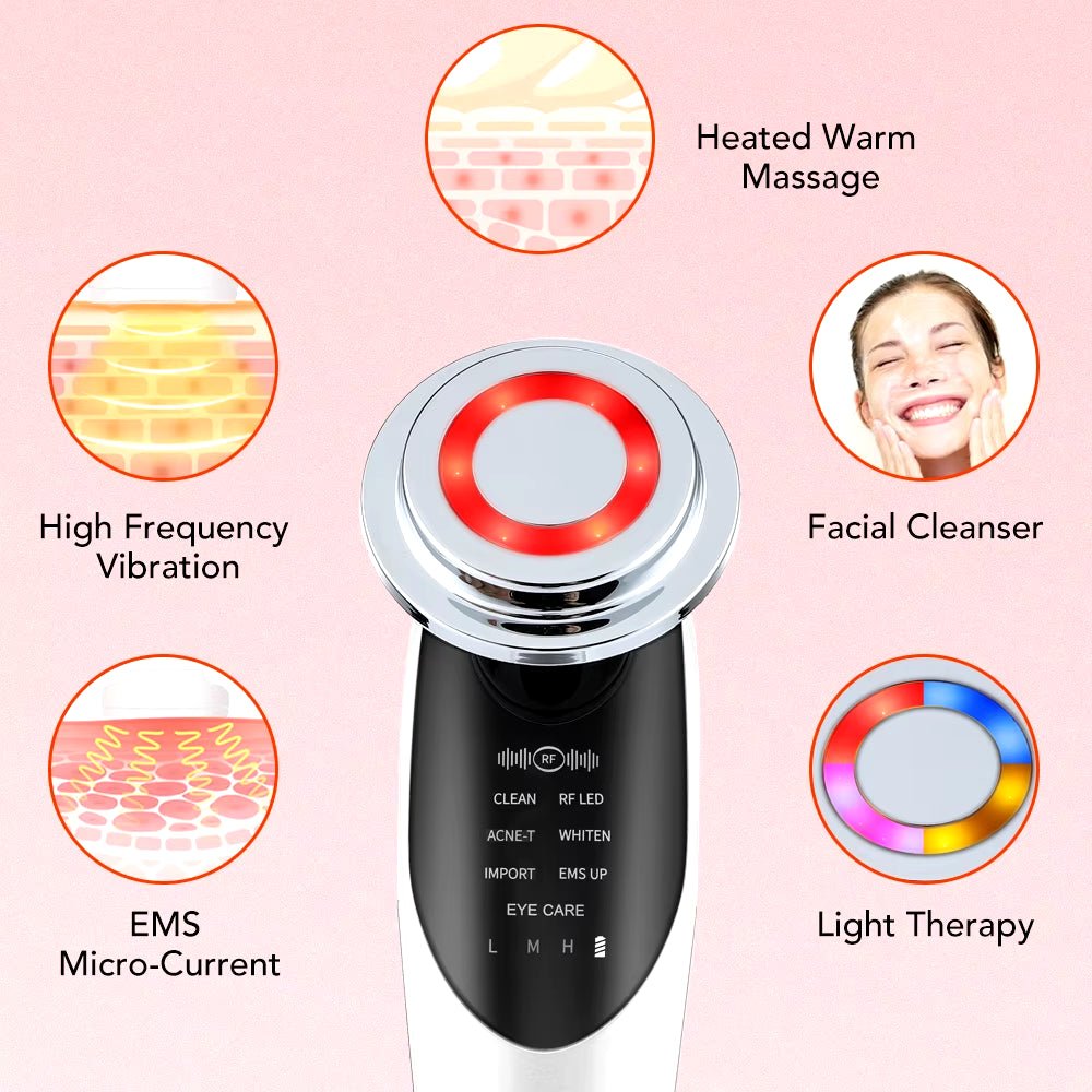 7-in-1 EMS Microcurrent Face Lifting Device with LED Neck Firming Massager - MacroPanora