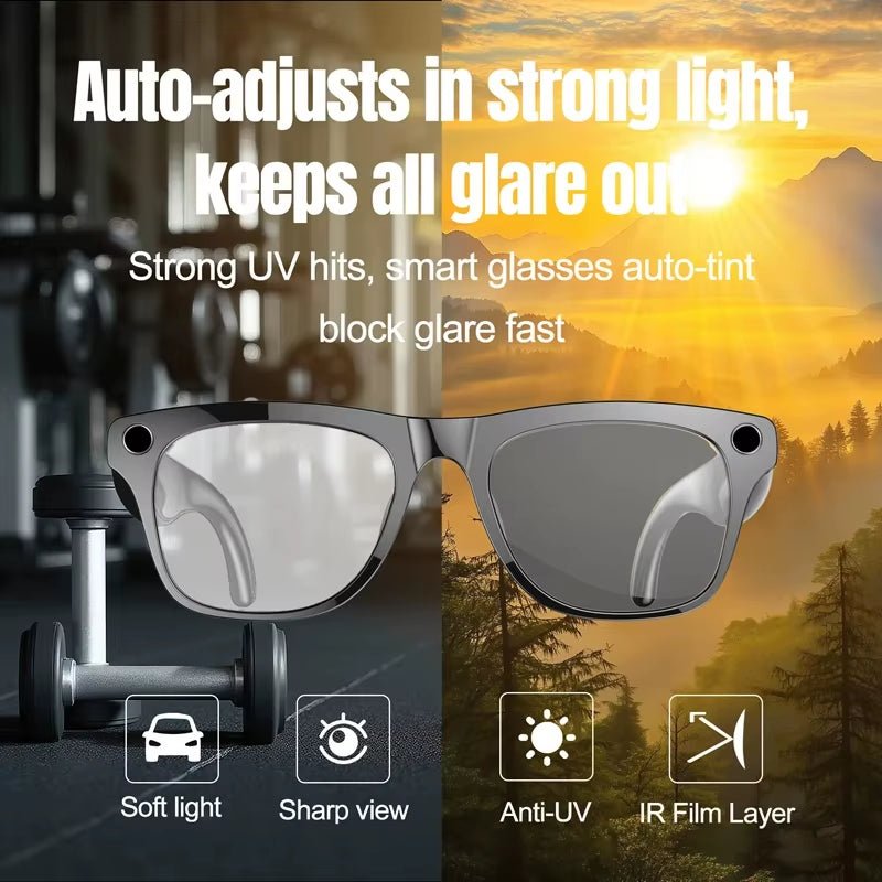8K AI Smart Glasses with 100Mp Camera Chat Gpt Touch Sport Sunglasses Bluetooth Calling Music Player Photochromic for Gift - MacroPanora