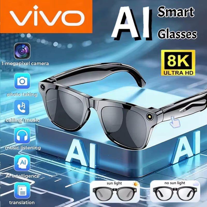 8K AI Smart Glasses with 100Mp Camera Chat Gpt Touch Sport Sunglasses Bluetooth Calling Music Player Photochromic for Gift - MacroPanora