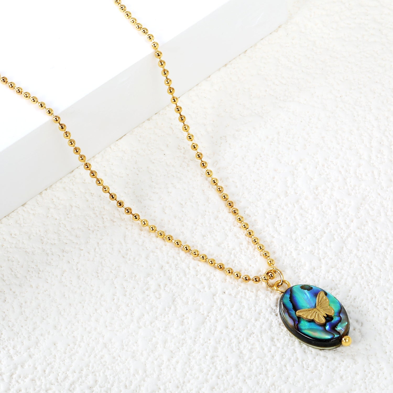 Abalone Butterfly Charm Necklace - MacroPanora