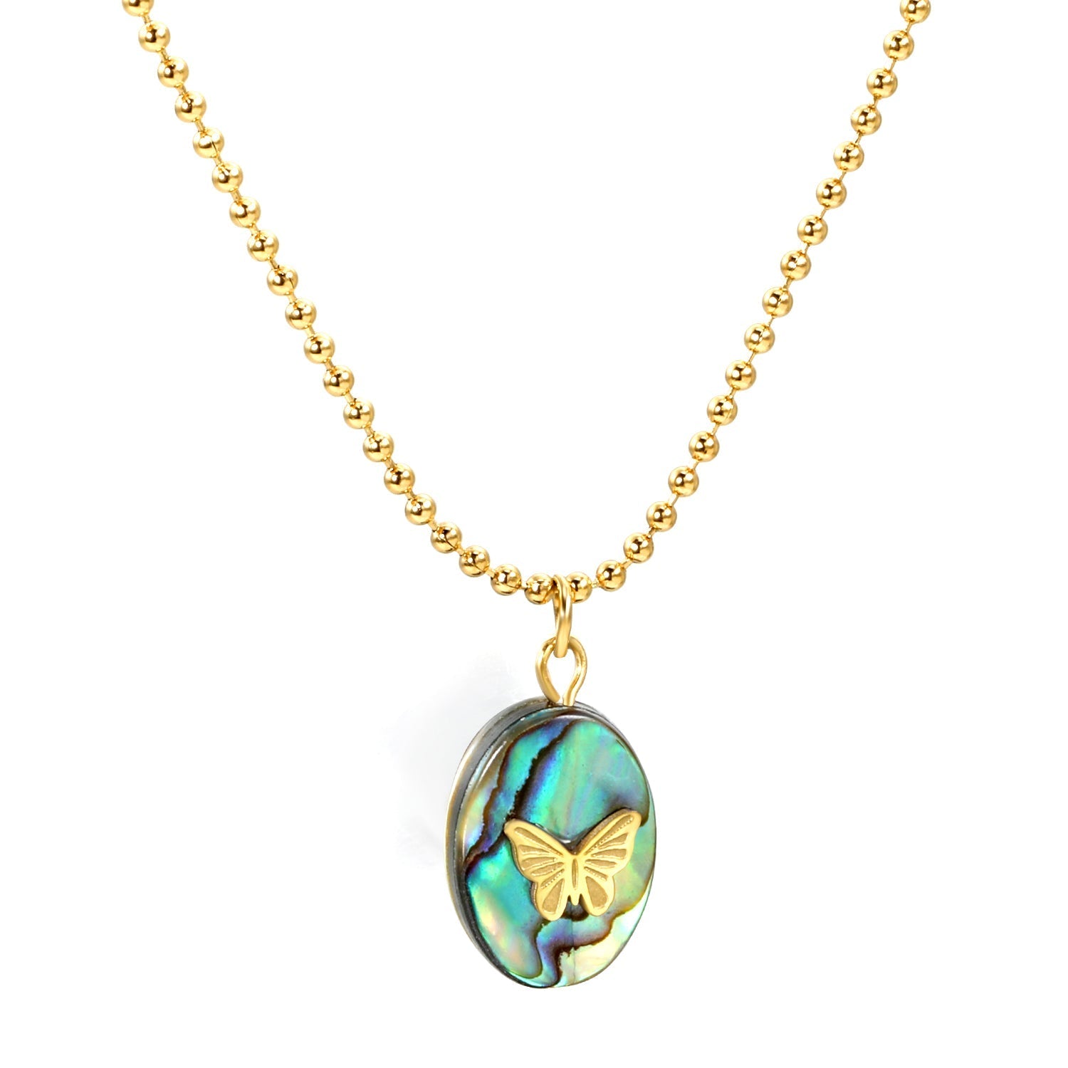 Abalone Butterfly Charm Necklace - MacroPanora