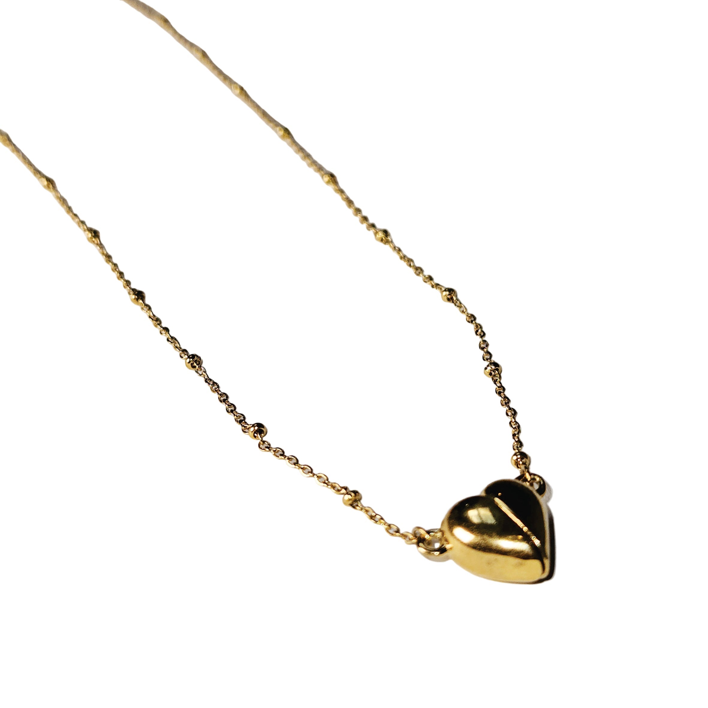 ABNA Gold: Together Forever Beaded Necklace – Separable Magnetic Mini Heart Pendant - MacroPanora