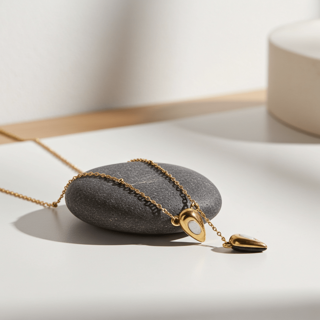 ABNA Gold: Together Forever Beaded Necklace – Separable Magnetic Mini Heart Pendant - MacroPanora