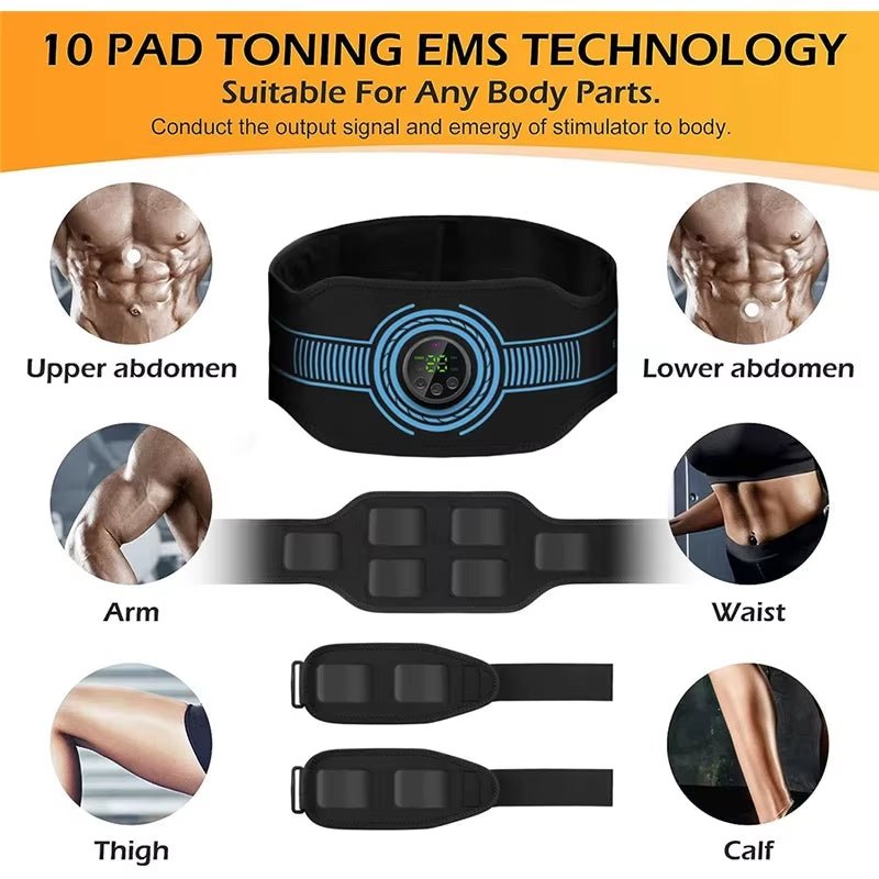 ABS Electric Muscle Stimulate Machine Abdominal Tariner Workout Equipment Portable Stomach Workout Blet for Home Office Fitness - MacroPanora