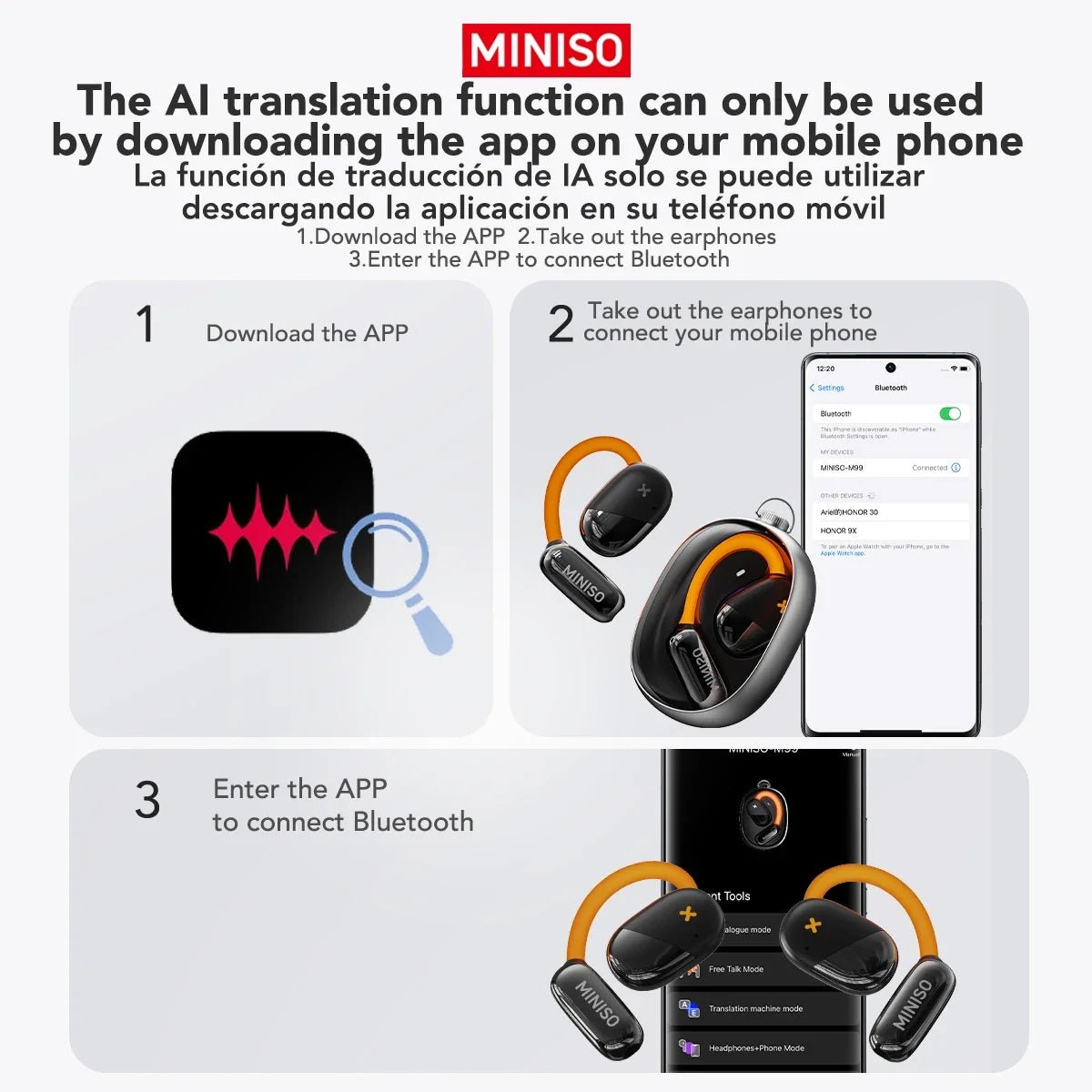 [AI Translator Earphone] M99 Bluetooth Translation Earbuds Sleep ASMR Headset DIY APP AI Wireless Headphones Open Back - MacroPanora