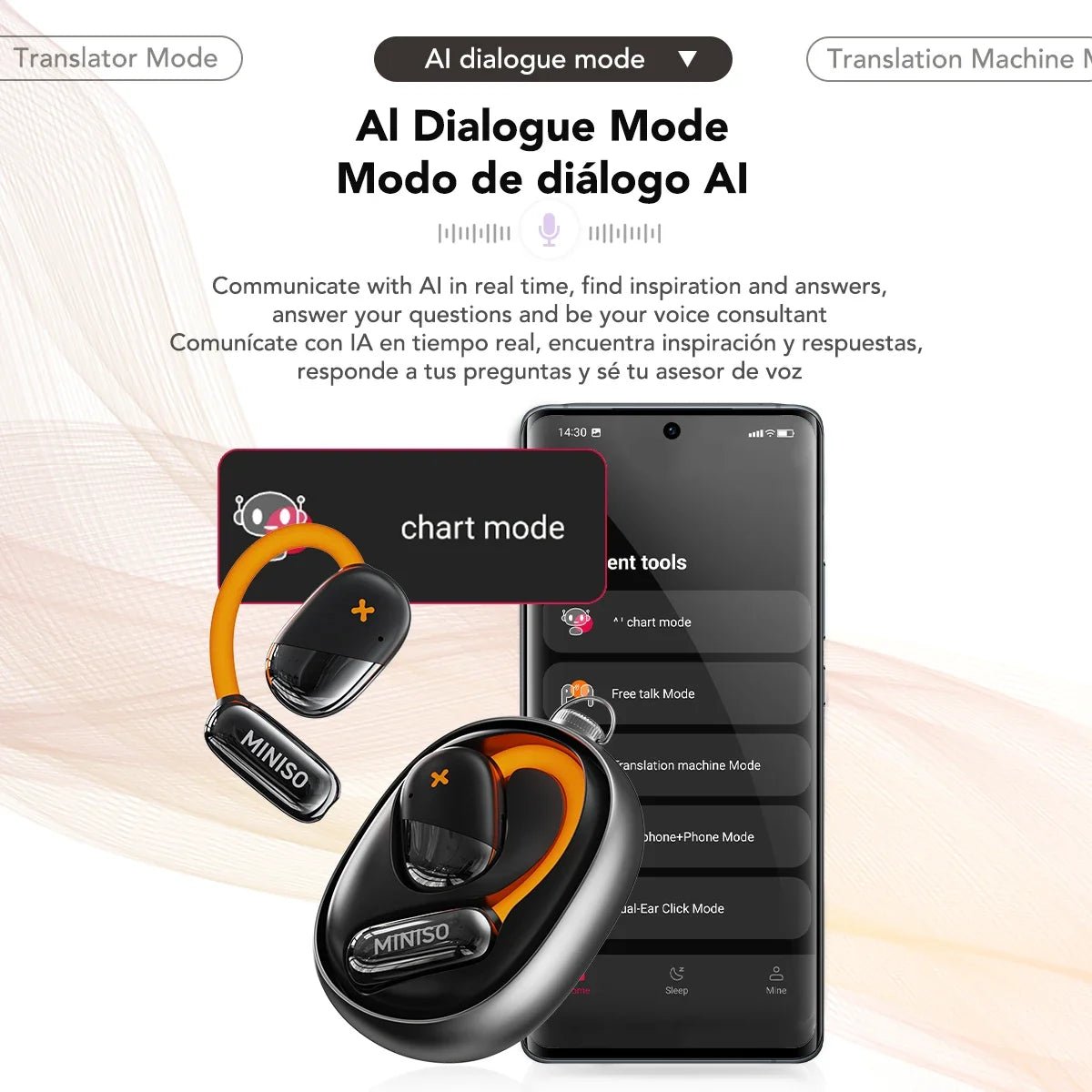 [AI Translator Earphone] M99 Bluetooth Translation Earbuds Sleep ASMR Headset DIY APP AI Wireless Headphones Open Back - MacroPanora