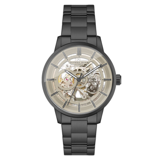 Alfred Sung Automatic III Grey Skeleton Dial Gunmetal Bracelet Men's watch - MacroPanora