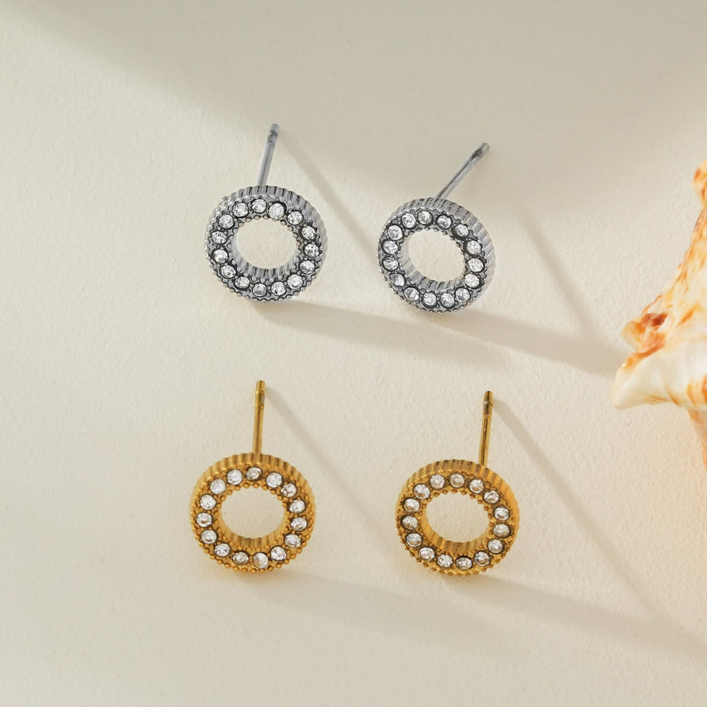 AMATOLE Gold: Radiant Circle Mini Stud Earrings - MacroPanora