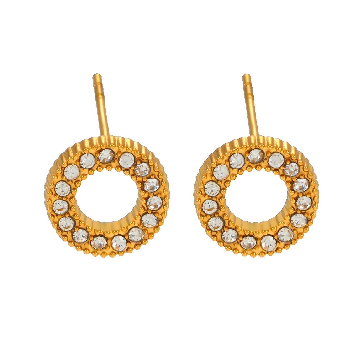 AMATOLE Gold: Radiant Circle Mini Stud Earrings - MacroPanora