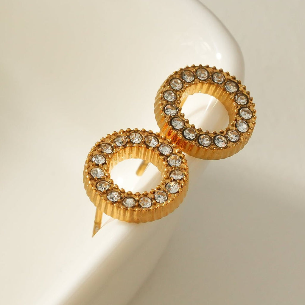 AMATOLE Gold: Radiant Circle Mini Stud Earrings - MacroPanora