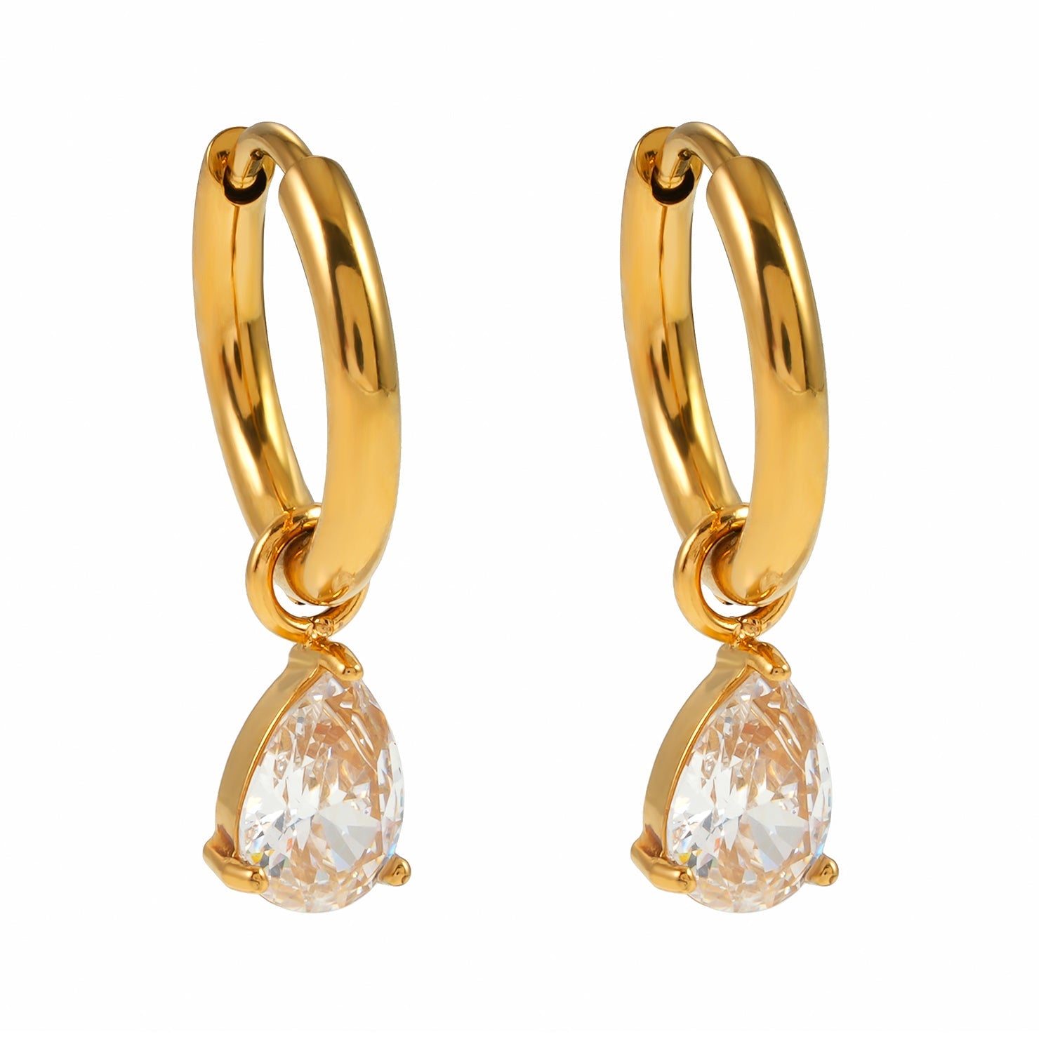 ANNAPOLIS Gold: Vintage Inspired Mini Hoops With Pearl Zirconia Charms - MacroPanora
