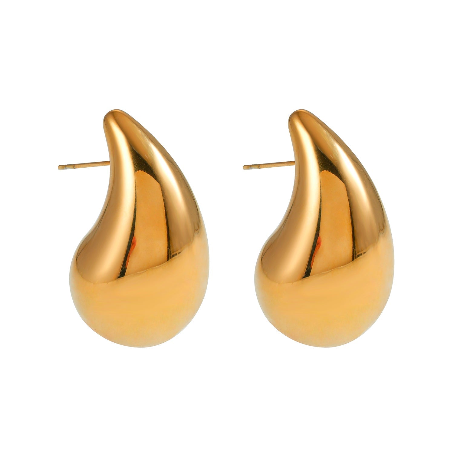 AVONTUR Gold: Statement Tear Drop Stud Earrings - MacroPanora