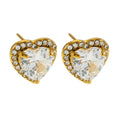 BANRAK Gold: Shimmering Heart Shaped Moissanite & Zirconia (CZ) Embedded Stud Earrings - MacroPanora
